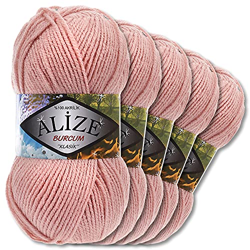 5x Alize 100 g Burcum Klasik Wolle (Puderrosa 161) von Wohnkult