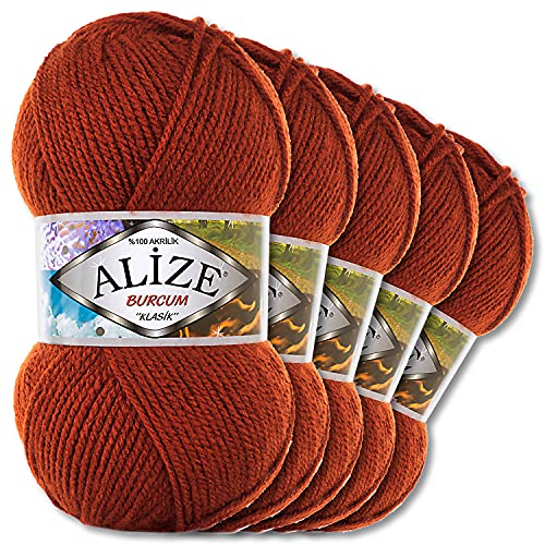 5x Alize 100 g Burcum Klasik Wolle (Tabak/Terracotta 36) von Wohnkult