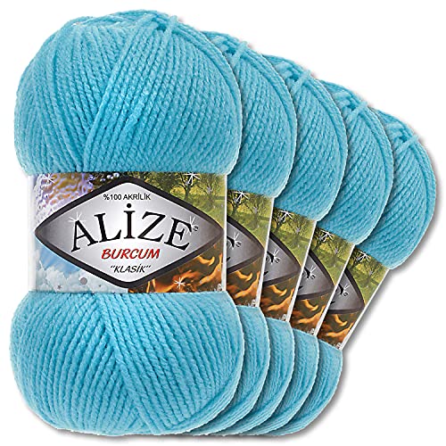 5x Alize 100 g Burcum Klasik Wolle (Türkis 287) von Wohnkult
