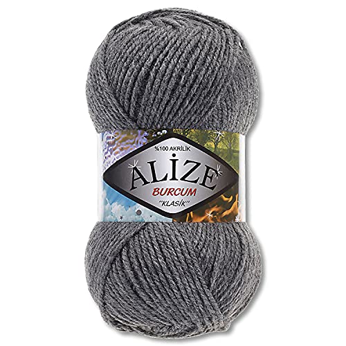 Alize 100 g Burcum Klasik Wolle (Dunkelgrau Melange (196)) von Wohnkult