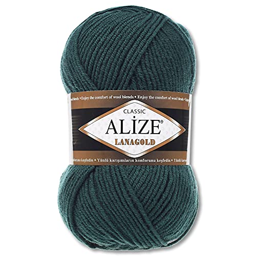 Alize 100 g Lanagold Wolle | 53 verschiedenen Farben zur Auswahl | Stricken Häkeln (426 | Petrol) von Wohnkult