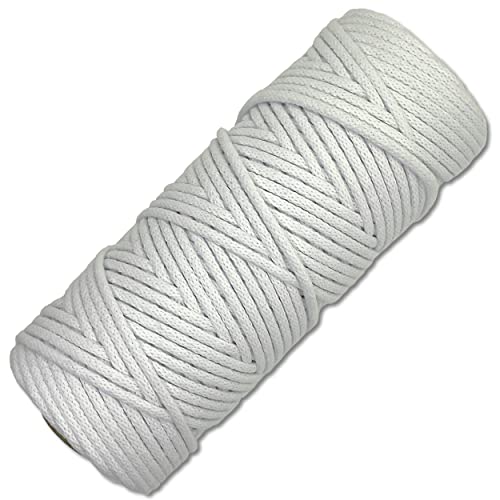 Baumwollkordel 100 Meter 3 mm Makramee Kordel Schnur Textilgarn Baumwollseil Turnbeutel Basteln DIY… (001 | Weiß) von Wohnkult