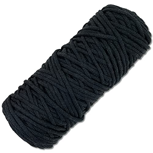 Baumwollkordel 100 Meter 3 mm Makramee Kordel Schnur Textilgarn Baumwollseil Turnbeutel Basteln DIY… (029 | Schwarz) von Wohnkult