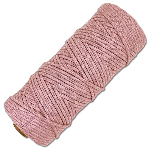 Baumwollkordel 100 Meter 3 mm Makramee Kordel Schnur Textilgarn Baumwollseil Turnbeutel Basteln DIY… (045 | Altrosa) von Wohnkult