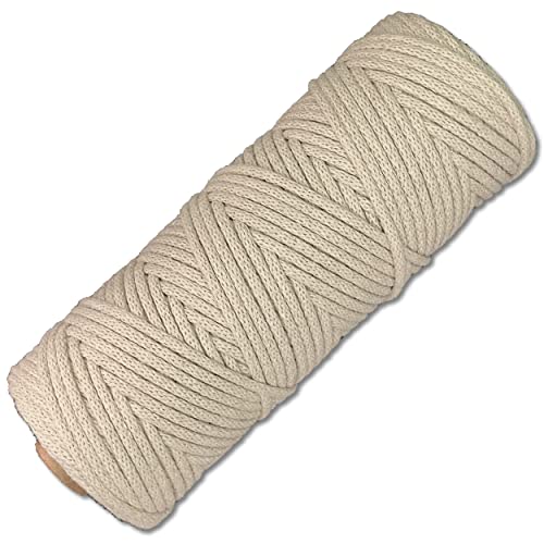 Baumwollkordel 100 Meter 3 mm Makramee Kordel Schnur Textilgarn Baumwollseil Turnbeutel Basteln DIY… (053 | Beige) von Wohnkult