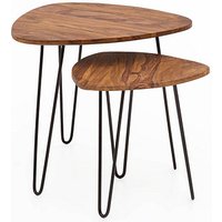 WOHNLING Beistelltische-Set Nierenform Massivholz sheesham, 1 Set von Wohnling