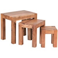 WOHNLING Beistelltische-Set rechteckig Massivholz akazie, 3 St. von Wohnling