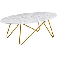 WOHNLING Couchtisch oval MDF-Platte weiß, marmor 120,0 x 60,0 x 40,0 cm, 1 St. von Wohnling