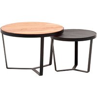 WOHNLING Couchtische-Set rund Massivholz braun, 1 Set von Wohnling