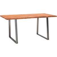 WOHNLING Esstisch akazie rechteckig, Trapez-Gestell chrom, 120,0 x 60,0 x 76,0 cm von Wohnling