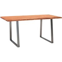 WOHNLING Esstisch akazie rechteckig, Trapez-Gestell chrom, 160,0 x 80,0 x 76,0 cm von Wohnling