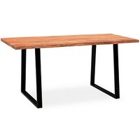 WOHNLING Esstisch akazie rechteckig, Trapez-Gestell schwarz, 120,0 x 60,0 x 76,0 cm von Wohnling