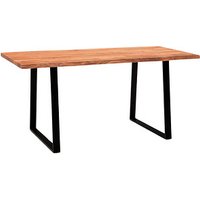 WOHNLING Esstisch akazie rechteckig, Trapez-Gestell schwarz, 160,0 x 80,0 x 76,0 cm von Wohnling