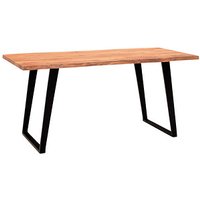 WOHNLING Esstisch akazie rechteckig, U-Fuß-Gestell schwarz, 160,0 x 80,0 x 76,0 cm von Wohnling
