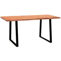 WOHNLING Schreibtisch akazie rechteckig, Trapez-Gestell schwarz 120,0 x 60,0 cm von Wohnling