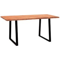 WOHNLING Schreibtisch akazie rechteckig, Trapez-Gestell schwarz 140,0 x 80,0 cm von Wohnling
