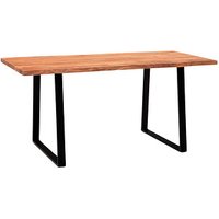 WOHNLING Schreibtisch akazie rechteckig, Trapez-Gestell schwarz 200,0 x 100,0 cm von Wohnling