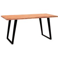 WOHNLING Schreibtisch akazie rechteckig, U-Fuß-Gestell schwarz 140,0 x 80,0 cm von Wohnling