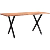 WOHNLING Schreibtisch akazie rechteckig, X-Fuß-Gestell schwarz 120,0 x 60,0 cm von Wohnling