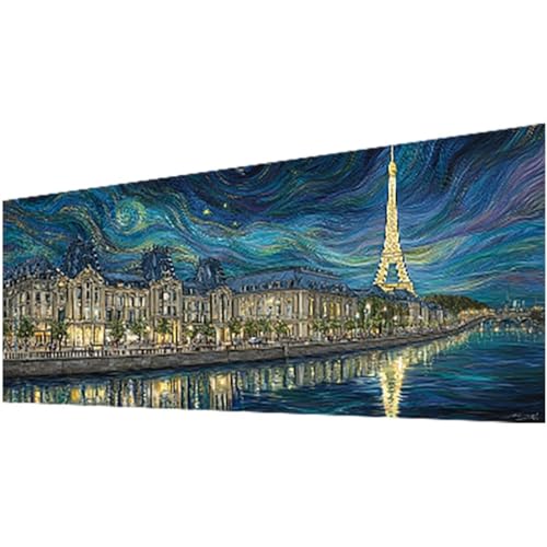 Diamond Painting Erwachsene, Landschaft Diamond Painting Eiffelturm DIY Vollbohrer Diamanten Malerei Stickerei Kreuzstich Set, Mosaikherstellung Basteln Erwachsene für Deko Wohnzimmer 60x140cm w-806 von Wohoaqig