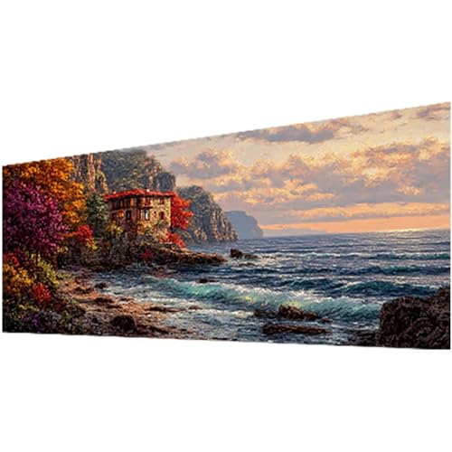 Diamond Painting Erwachsene, Meer Diamond Painting Strand DIY Vollbohrer Diamanten Malerei Stickerei Kreuzstich Set, Mosaikherstellung Basteln Erwachsene für Geschenke Deko Wohnzimmer 60x140cm w-988 von Wohoaqig