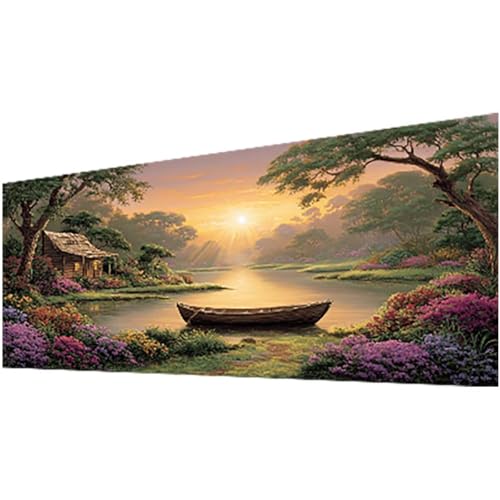 Diamond Painting Erwachsene, See Diamond Painting Pflanze DIY Vollbohrer Diamanten Malerei Stickerei Kreuzstich Set, Mosaikherstellung Basteln Erwachsene für Geschenke Deko Wohnzimmer 70x160cm w-971 von Wohoaqig