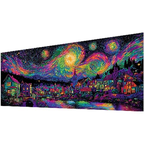 Diamond Painting Erwachsene, Sternenhimmel Diamond Painting Kleine Stadt DIY Vollbohrer Diamanten Malerei Stickerei Kreuzstich Set, Mosaikherstellung Basteln Erwachsene für Wanddeko 70x160cm w-844 von Wohoaqig