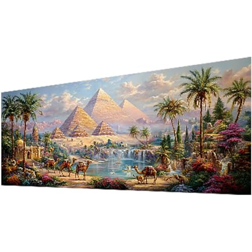 Diamond Painting Erwachsene, ägypten Diamond Painting Pyramide DIY Vollbohrer Diamanten Malerei Stickerei Kreuzstich Set, Mosaikherstellung Basteln Erwachsene, Geschenke Deko Wohnzimmer 35x80cm w-913 von Wohoaqig