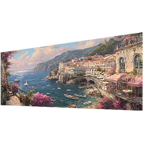 Diamond Painting Meer, Diamond Painting Erwachsene und Kinder DIY 5D Diamante Malerei Bilder Boot Stickerei Kreuzstic Mosaikherstellung Basteln für Anfänger, Deko Wohnzimmer Geschenke 35x80cm w-922 von Wohoaqig