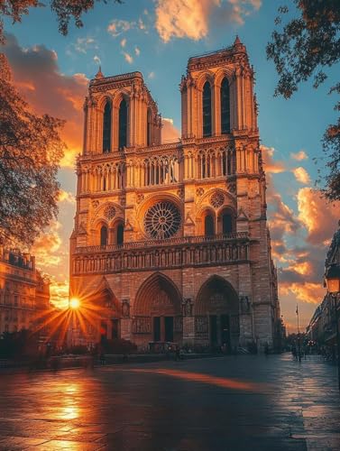 Malen Nach Zahlen Erwachsene Paris, Malen Nach Zahlen ab 7 Jahre Mädchen, Malen Nach Zahlen Notre Dame de Paris Acrylfarbe, DIY Handgemalt Ölgemälde Leinwand Kits, Wanddeko Geschenk 40x50cm -4o67 von Wohoaqig