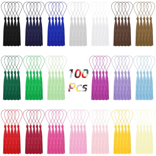 Wokape 100PCS 13cm/5 Zoll Bulk Quasten Lesezeichen Quaste Silky Handmade Soft Craft Quasten 20 Farben Mini Quaste mit Schleifen für Craft Accessoire, Tags Crafts, Schlüsselanhänger Wokape 100PCS 13cm/5 Zoll Bulk Quasten Lesezeichen Quaste Silky Handmade Soft Craft Quasten 20 Farben Mini Quaste mit Schleifen für Craft Accessoire, Tags Crafts, Schlüsselanhänger von Wokape