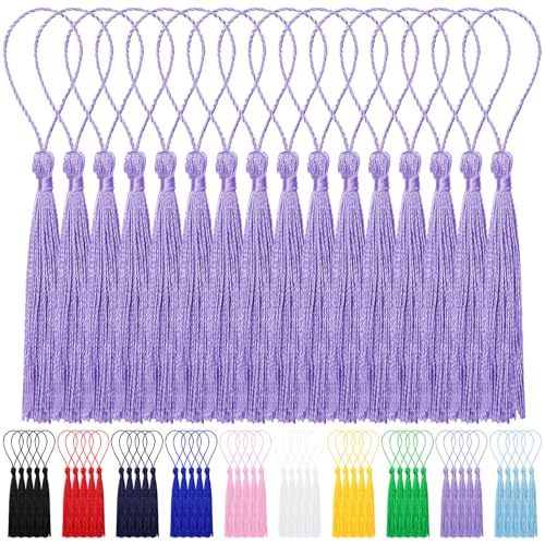 Wokape 100PCS 13cm/5 Zoll Bulk Quasten Lesezeichen Quaste Silky Handmade Soft Craft Quasten Helllila Mini Quaste mit Schleifen für Handwerk Zubehör, Tags Handwerk, Schlüsselanhänger Wokape 100PCS 13cm/5 Zoll Bulk Quasten Lesezeichen Quaste Silky Handmade Soft Craft Quasten Helllila Mini Quaste mit Schleifen für Handwerk Zubehör, Tags Handwerk, Schlüsselanhänger von Wokape