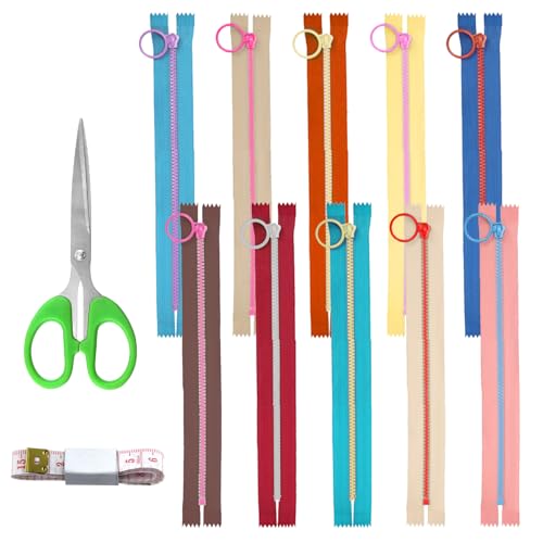 Wokape 12Pcs 6"/15cm Harz Reißverschlüsse mit Lifting Ring Pulls Assorted Color Set mit Lineal und Cutter, 10 Farben trennen Nähen Reißverschluss für DIY Kleidung Kleidungsstück Jacke Handtaschen Wokape 12Pcs 6"/15cm Harz Reißverschlüsse mit Lifting Ring Pulls Assorted Color Set mit Lineal und Cutter, 10 Farben trennen Nähen Reißverschluss für DIY Kleidung Kleidungsstück Jacke Handtaschen von Wokape