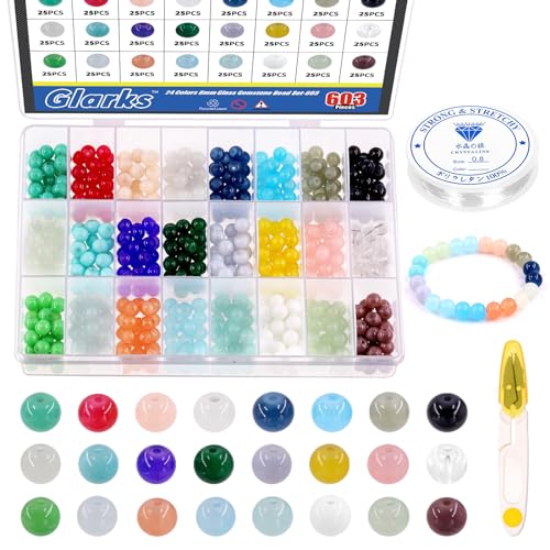 Wokape 603Pcs 8mm 24 Farben Glasperlen Kit, Mädchen Armband Herstellung Kit enthält 600Pcs bunte Glasperlen, 1Pc Haar Beader, 1Pc elastische Schnur, 1Pc Schere für Armbänder Halskette Ohrring DIY Wokape 603Pcs 8mm 24 Farben Glasperlen Kit, Mädchen Armband Herstellung Kit enthält 600Pcs bunte Glasperlen, 1Pc Haar Beader, 1Pc elastische Schnur, 1Pc Schere für Armbänder Halskette Ohrring DIY von Wokape