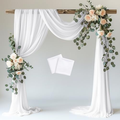 Wokceer Hochzeitsbogen Drapierstoff, 2 Stoffbahnen, 72,9 cm x 6,1 m, weiß, durchscheinender Stoff, Hintergrundbogen, Drapierung für Hochzeitszeremonie, Geburtstag, Party, Brautparty, Dekoration Wokceer Hochzeitsbogen Drapierstoff, 2 Stoffbahnen, 72,9 cm x 6,1 m, weiß, durchscheinender Stoff, Hintergrundbogen, Drapierung für Hochzeitszeremonie, Geburtstag, Party, Brautparty, Dekoration von Wokceer