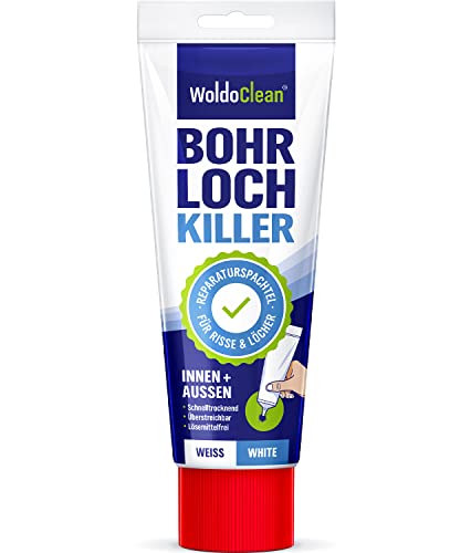 Spachtelmasse Bohrloch- und Rissfüller Weiß für Innen 330g - zum schnellen Ausbessern von Dübellöchern und kleinen Rissen von WoldoClean