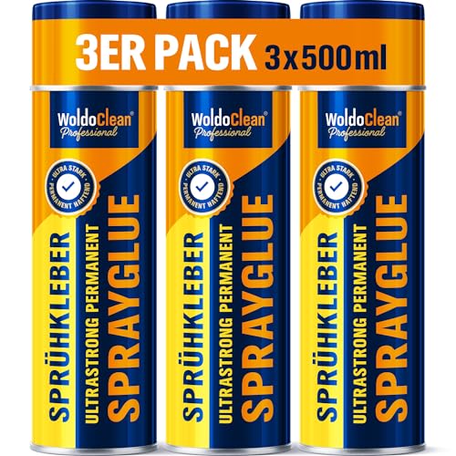 Sprühkleber zum Kleben von Dachhimmel, Schaumstoffe - Filz, Wolkenhimmel, Leder, Metallfolien uvm. 3x 500ml Sprühkleber zum Kleben von Dachhimmel, Schaumstoffe - Filz, Wolkenhimmel, Leder, Metallfolien uvm. 3x 500ml von WoldoClean