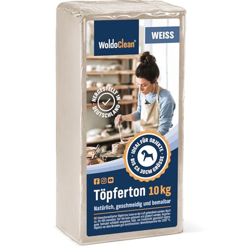 Töpferton Soft Ton 10 kg lufttrockend Körnung 0,5mm - leicht und angenehm zu verarbeiten für Kinder von WoldoClean