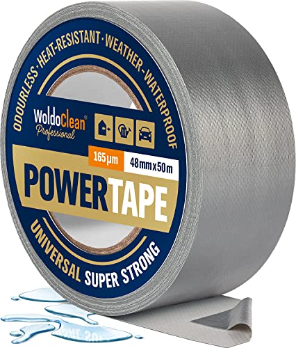 WoldoClean Gewebeband mit hoher Klebekraft 48mm x 50m Panzerband - 165µ Klebekraft wasserfest & handreißbares Klebeband von WoldoClean