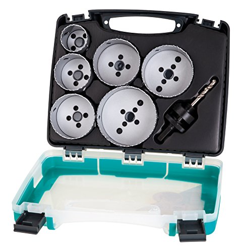 wolfcraft Bi-Metall-Lochsägeneinsatz-Set „Elektro“, 7-tlg. I 5423000 I Für Holz, Kunststoffe, Metalle und Trockenbaumaterialien, Ø 40-86 mm, Schnitttiefe 40 mm von wolfcraft