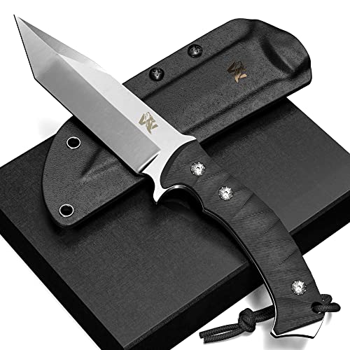 Wolfgangs IMPETUS Hochwertiges Outdoor Messer Feststehend aus feinstem 440C Stahl - Jagdmesser inkl. Kydex Holster - Survival , das perfekte Überlebensmesser in der Wildnis (Silber) von Wolfgangs