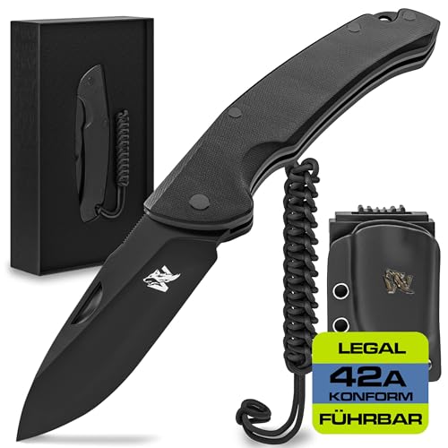 Wolfgangs TELUM Zweihandmesser Klappmesser aus feinstem D2 Stahl - Legales Taschenmesser Klappmesser - Rebustes Outdoor Messer Survival - Klappmesser Outdoor inkl. Kydex Holster von Wolfgangs