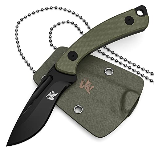 Wolfgangs VERITI Neck Knife Messer - inklusive Kydex Scheide und Kugel Halskette zum umhängen - Mini Survival Outdoor Messer für jeglichen Gebrauch von Wolfgangs