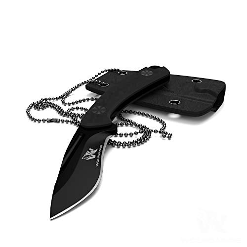 Wolfgangs VERITI Neck Knife Messer - inklusive Kydex Scheide und Kugel Halskette zum umhängen - Mini Tactical Survival Outdoor Messer für verstecktes tragen von Wolfgangs