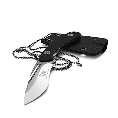 Wolfgangs VERITI Neck Knife Messer - inklusive Kydex Scheide und Kugel Halskette zum umhängen - Mini Tactical Survival Outdoor Messer für verstecktes tragen von Wolfgangs