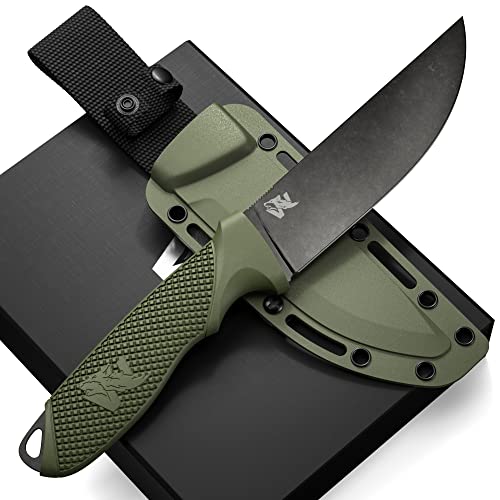 Wolfgangs W-FLAT Outdoor Messer feststehende Klinge - Inkl. Scheide - Ideales Angelmesser aus einem Stück D2 Stahl gefertigt - Premium Survival Messer - Perfektes Bushcraft Messer Outdoor von Wolfgangs