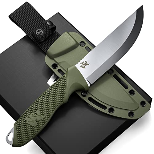 Wolfgangs W-SCANDI Angelmesser mit feststehende Klinge - Inkl. Scheide - Ideales Outdoor-Messer aus einem Stück D2 Stahl gefertigt - Premium Survival Messer - Perfektes Bushcraft Messer Outdoor von Wolfgangs