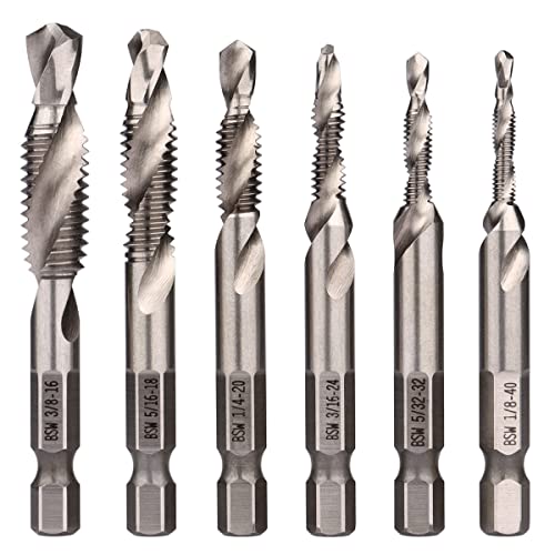 Wolfride 6 Stück 1/4 Sechskantschaft Kombi Bohrer und Gewindebohrer Set Metall Entgrater Senker Bohrer Bit 1/8 Zoll - 3/8 Zoll Wolfride 6 Stück 1/4 Sechskantschaft Kombi Bohrer und Gewindebohrer Set Metall Entgrater Senker Bohrer Bit 1/8 Zoll - 3/8 Zoll von Wolfride