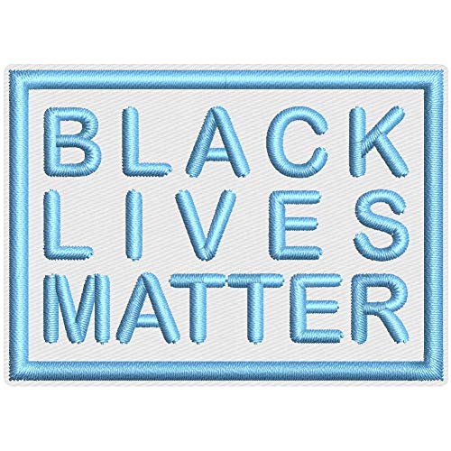 Aufnäher -Black Lives Matter- ca. 7x5cm - rechteckig zum Aufnähen oder Aufbügeln (weiß-hellblau) von Wolfszeit