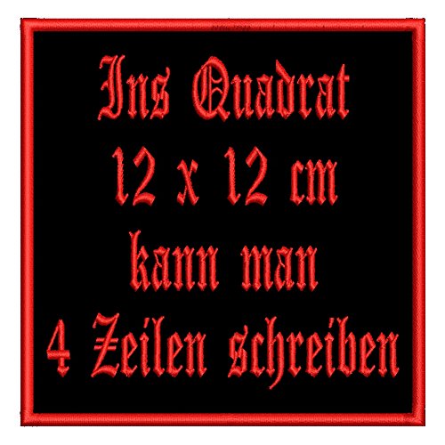 Quadratischer Wunschtext-Aufnäher Q1-12x12cm von Wolfszeit